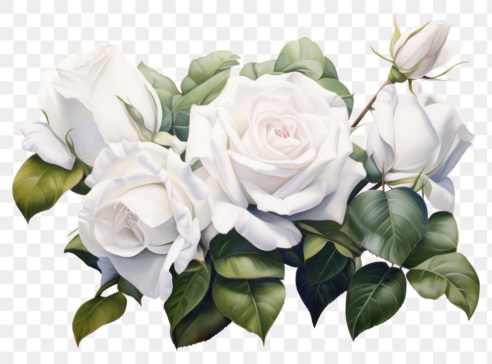 PNG  White rose bouquet flower plant art. AI generated Image by rawpixel.