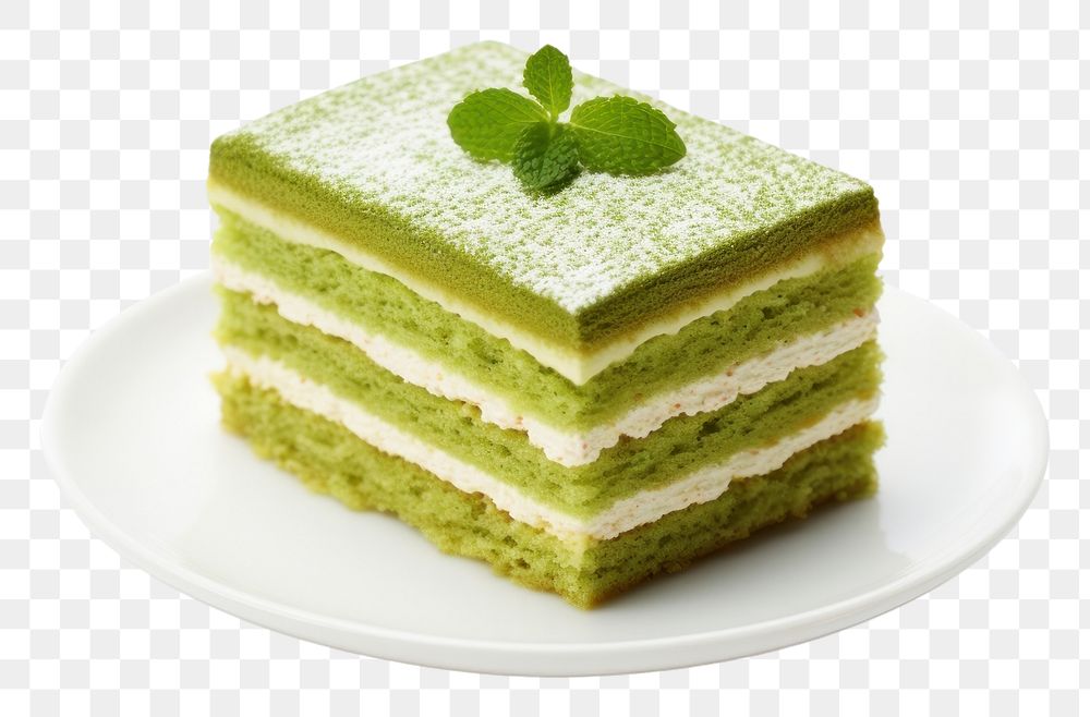 PNG Green tea cake dessert plate plant.