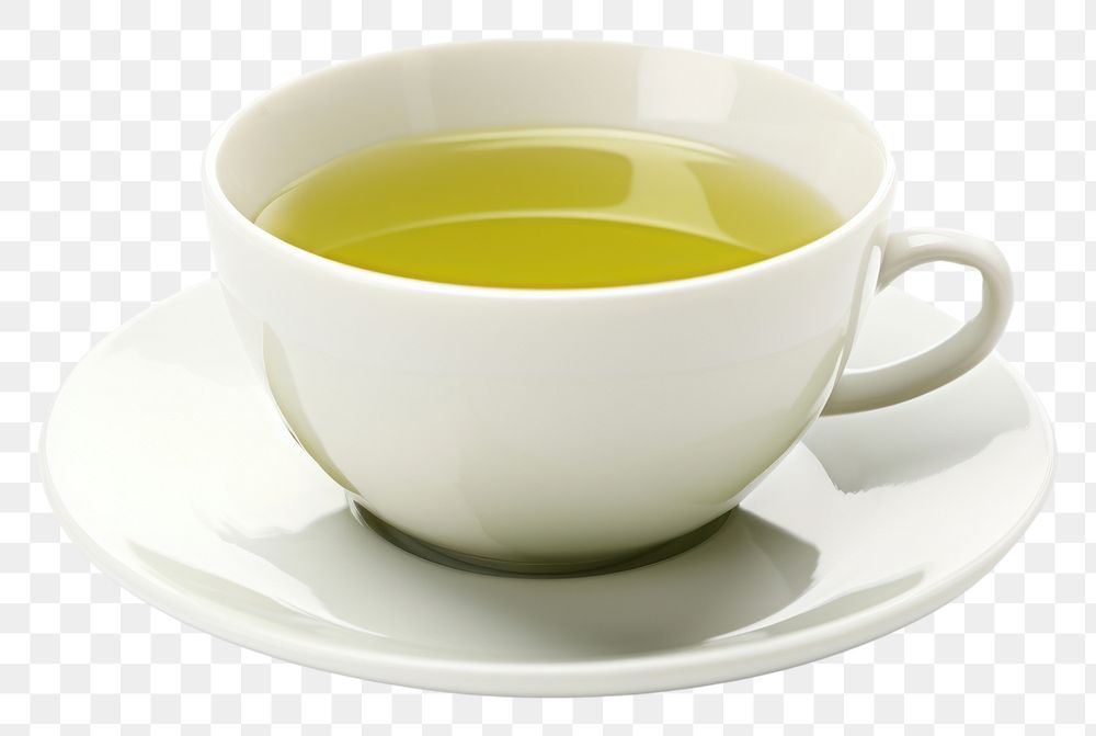 PNG Green tea in the cup saucer drink mug.