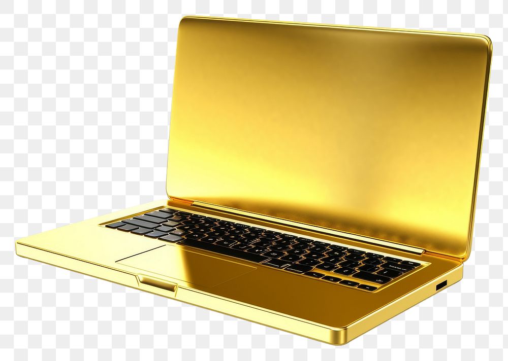 PNG Computer gold laptop white background portability.