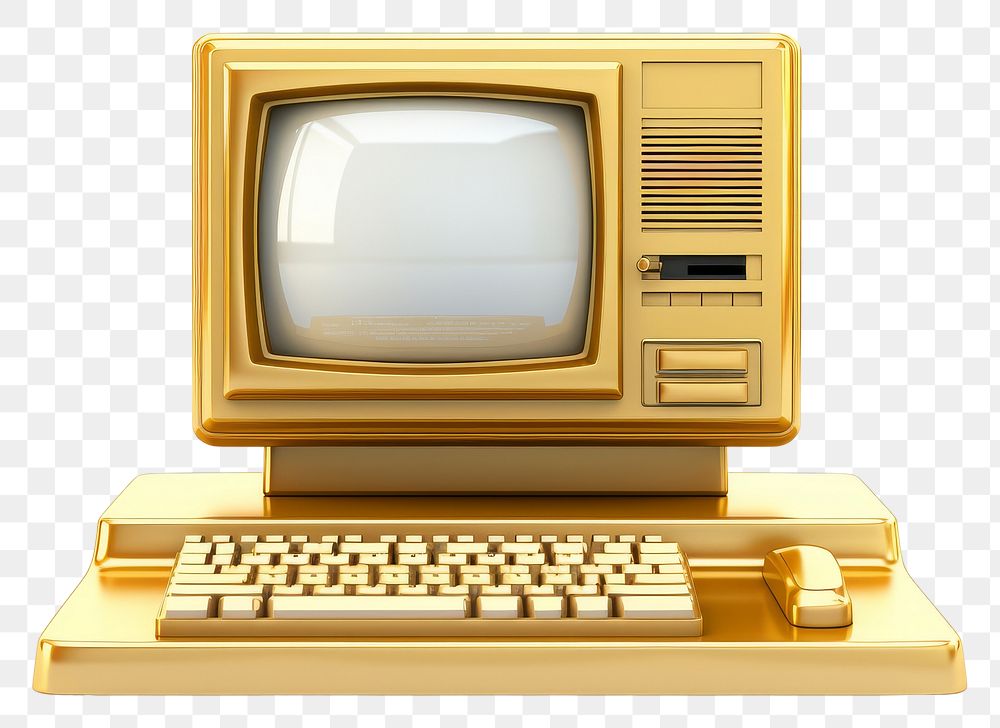 PNG Computer retro television old white background.