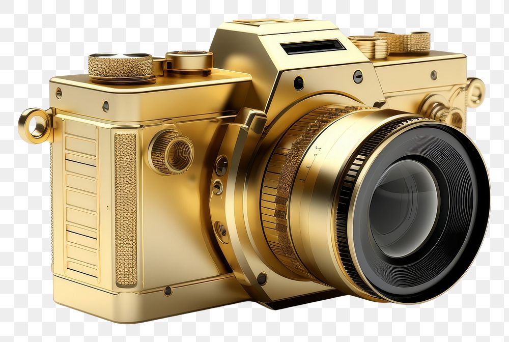 PNG Camera compact gold white background photographing electronics.