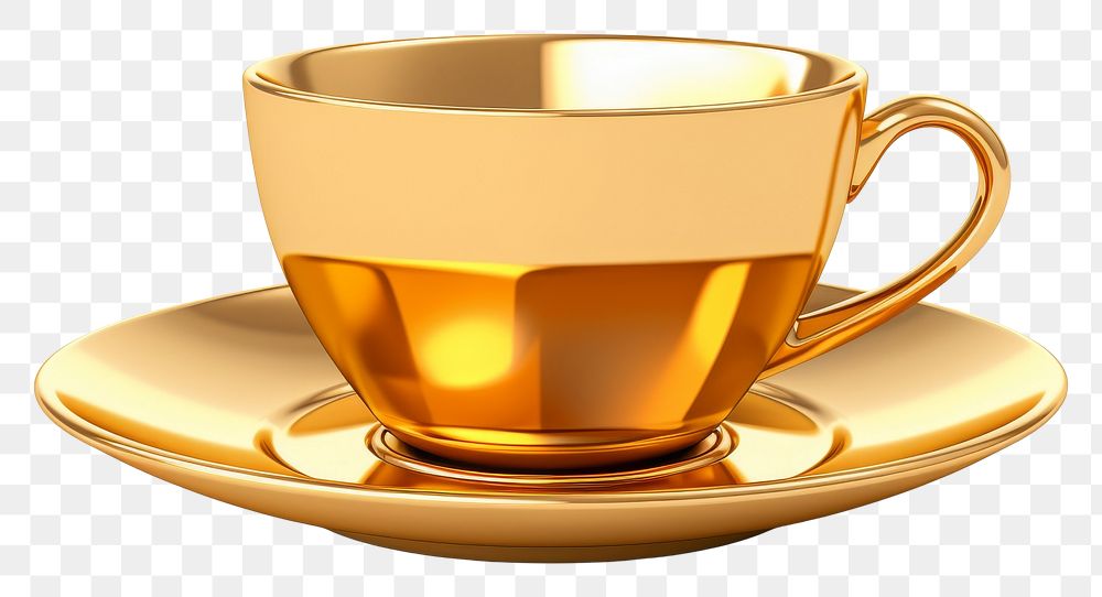 PNG Coffee cup gold material saucer drink mug.