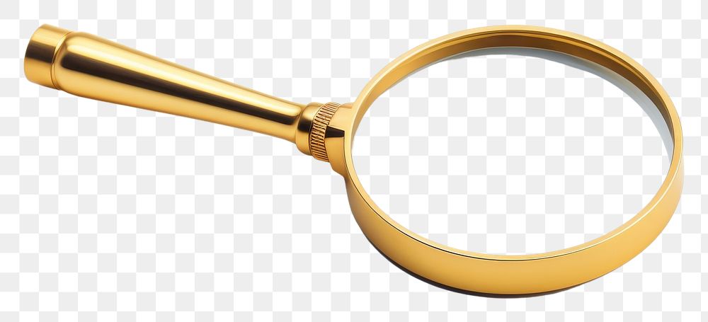 PNG Magnifying glass gold material white background simplicity reflection.