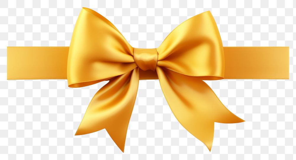 PNG Decorative gold bow with long ribbon backgrounds white background celebration.