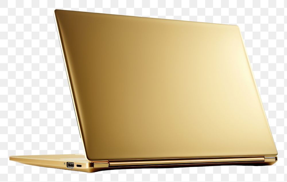 PNG Laptop gold computer white background electronics.