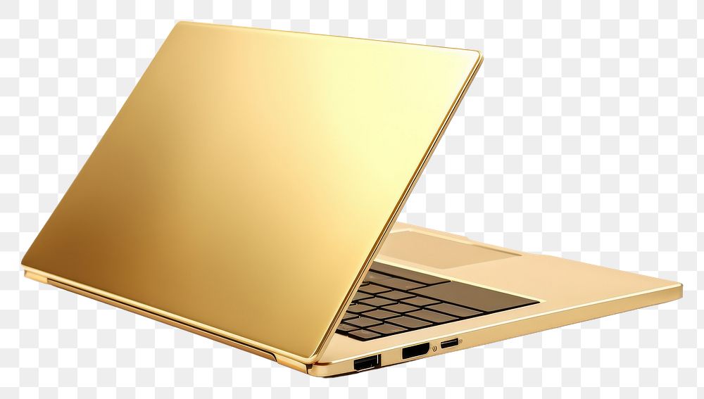 PNG Laptop gold computer white background portability.