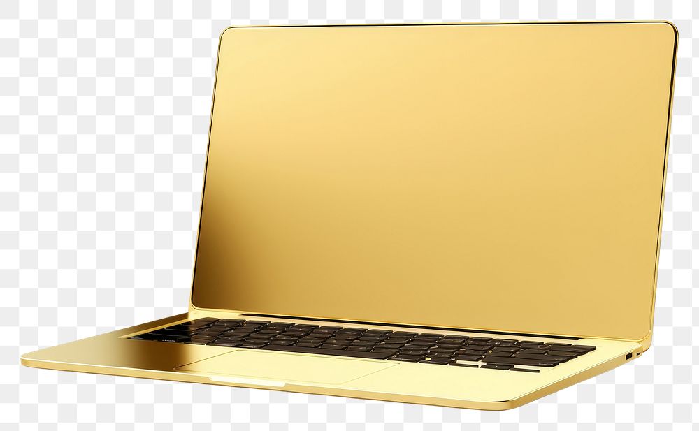 PNG Laptop gold computer white background portability.