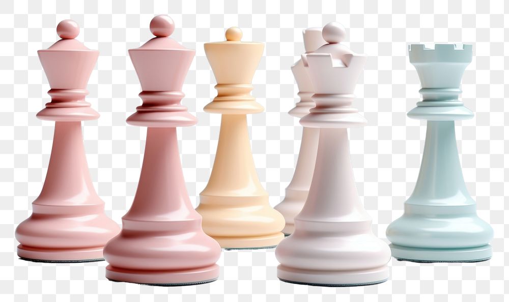 PNG  Pastel chess set game white background intelligence.