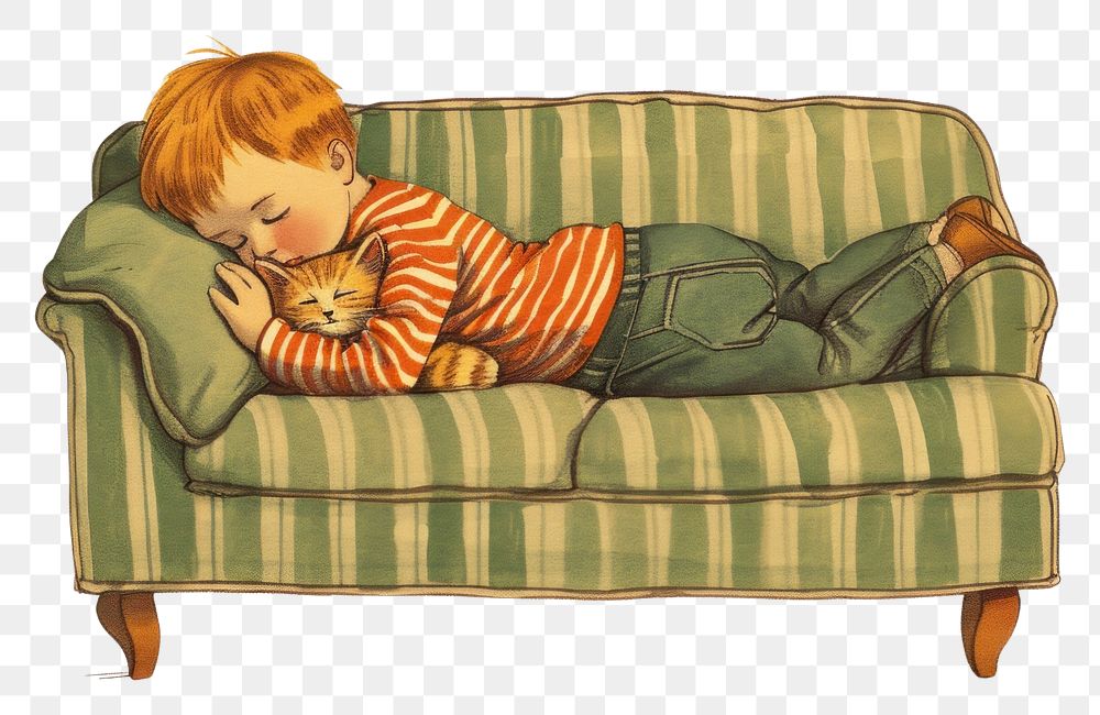 PNG Little boy sleeping on the couch furniture comfortable relaxation