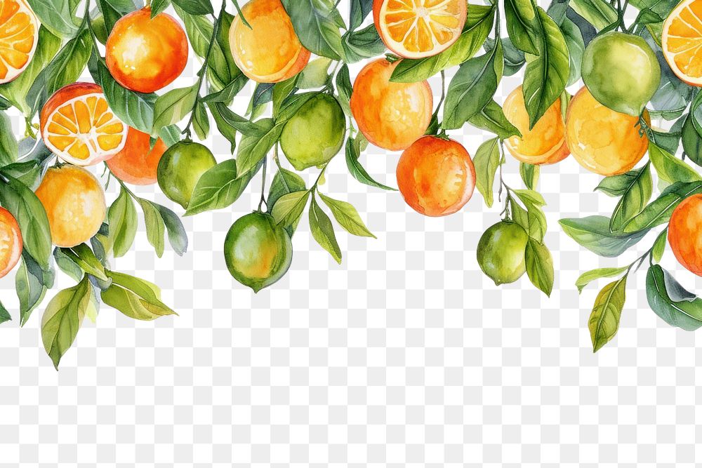 PNG  Citrus border grapefruit lemon plant.