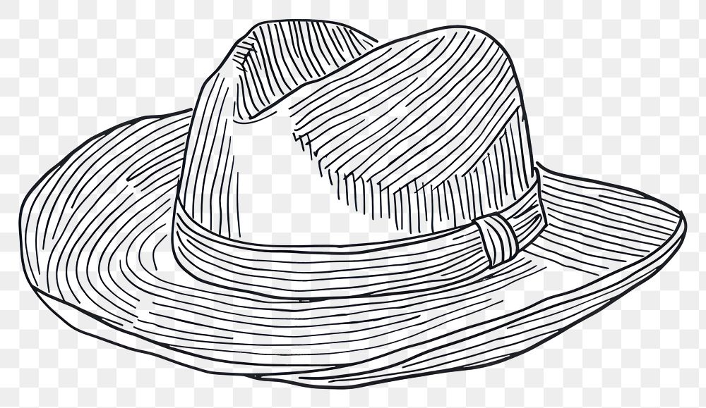PNG Simple line art hat paper headwear sombrero.