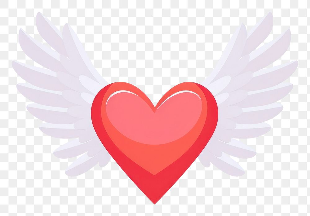PNG A heart with a cute wing symbol white background creativity. AI generated Image by rawpixel.