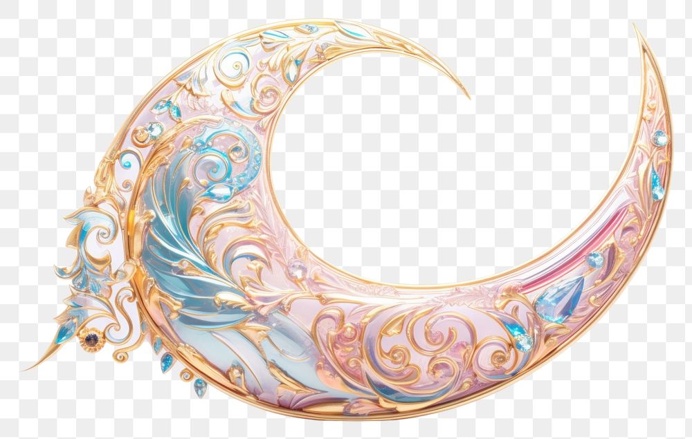 PNG  Pastel 3D crescent moon pattern jewelry art.