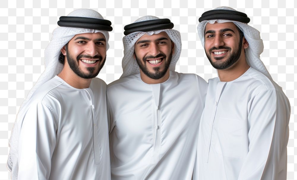 PNG 3 Middle eastern men in thawb smiling people adult