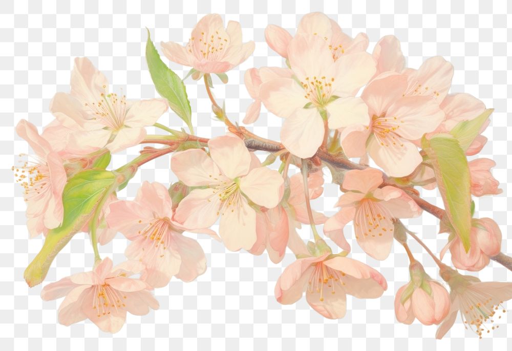 PNG Cherry blossom flower plant art. AI generated Image by rawpixel.