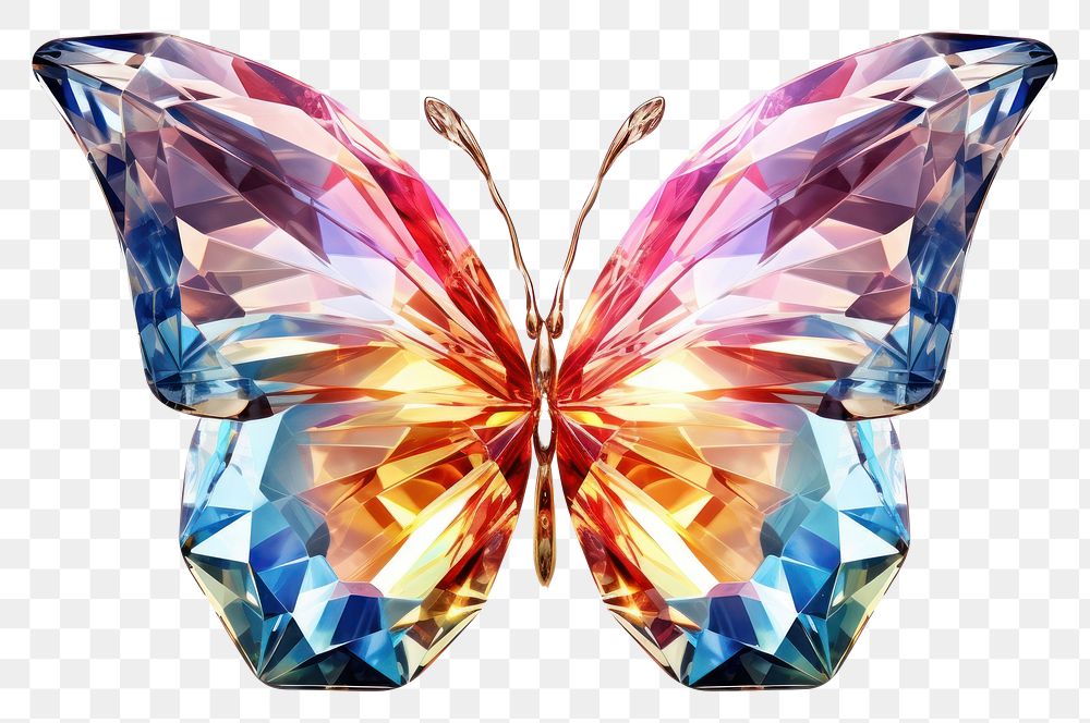 PNG Butterfly gemstone crystal white background.