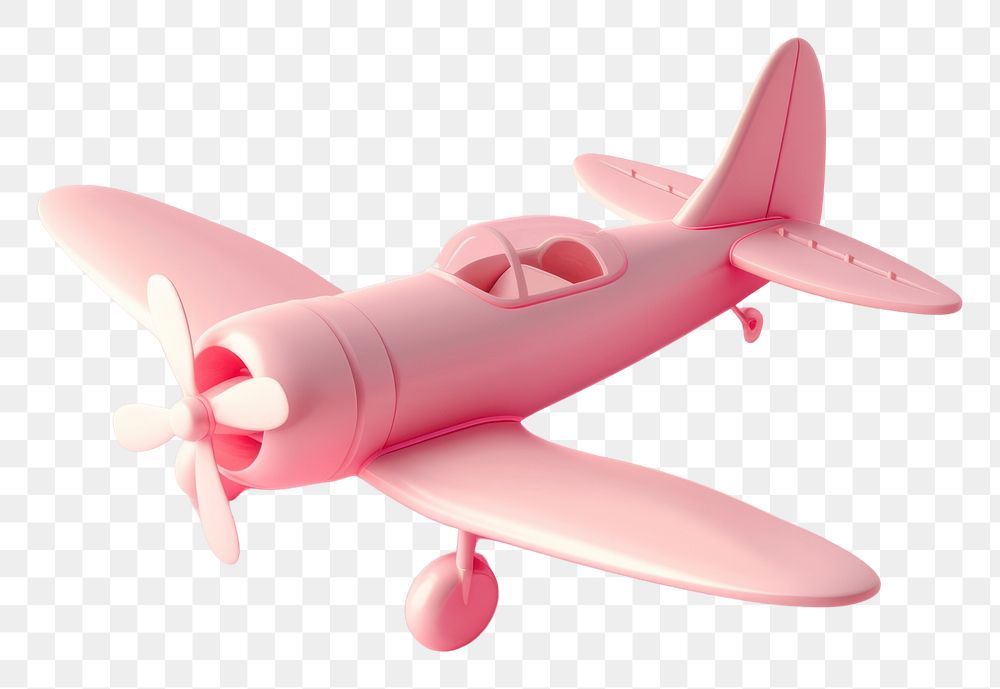PNG 3d render icon of minimal cute colorful plane propeller aircraft airplane.