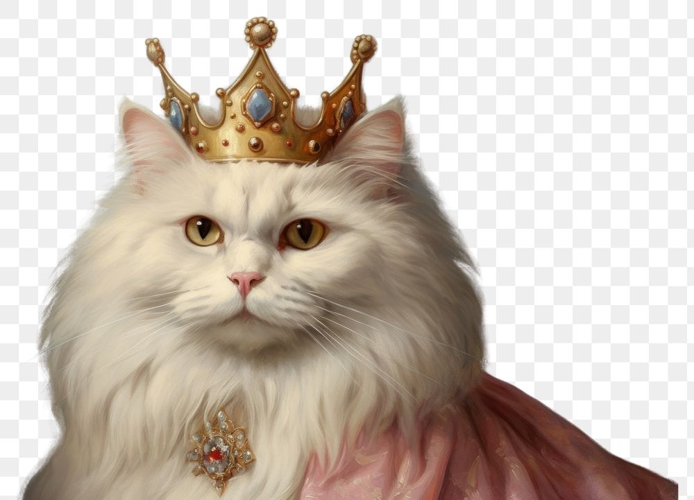 PNG  Cat wearing crown painting animal mammal. AI generated Image by rawpixel.