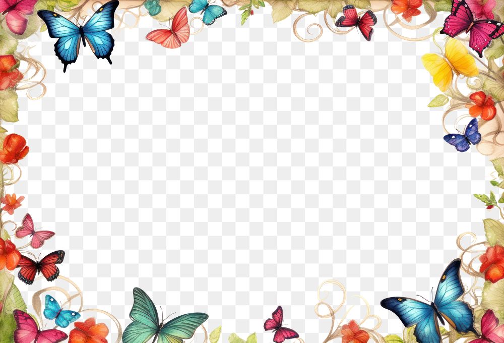 PNG Butterfly frame backgrounds pattern flower