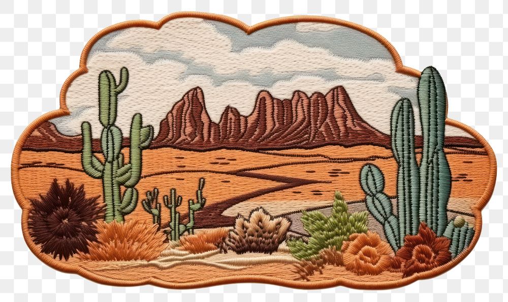 PNG  Desert landscape cactus representation tranquility.