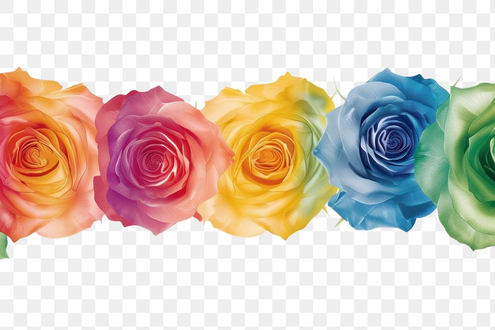 PNG Rainbow rose line horizontal border pattern flower petal.