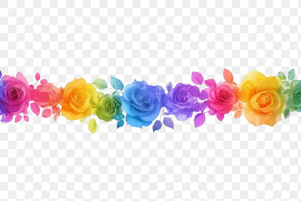 PNG Rainbow rose line horizontal border backgrounds pattern flower.