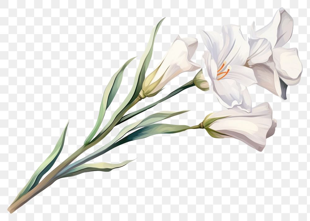 PNG  Freesia flower plant white.