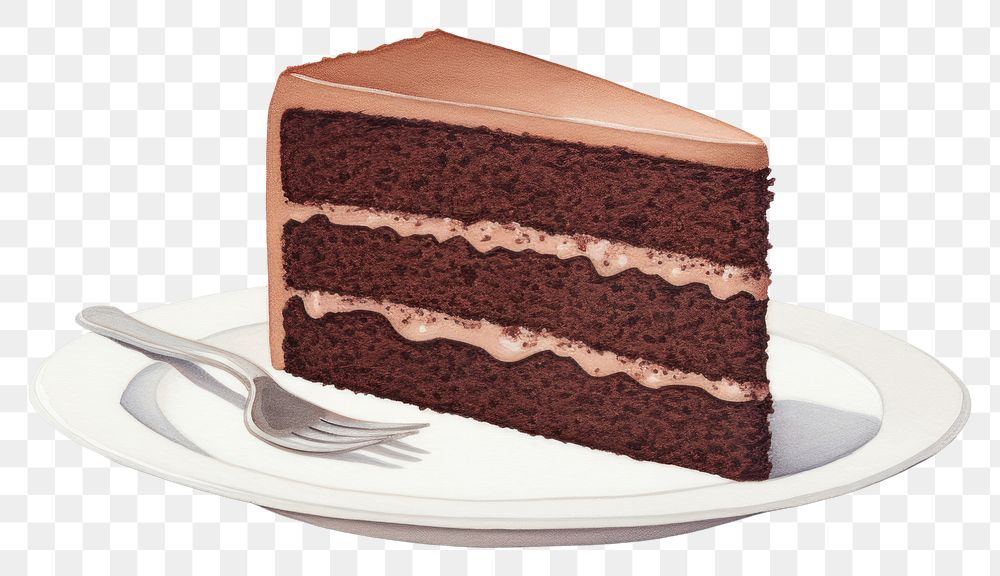PNG  Chocolate cake dessert plate food.