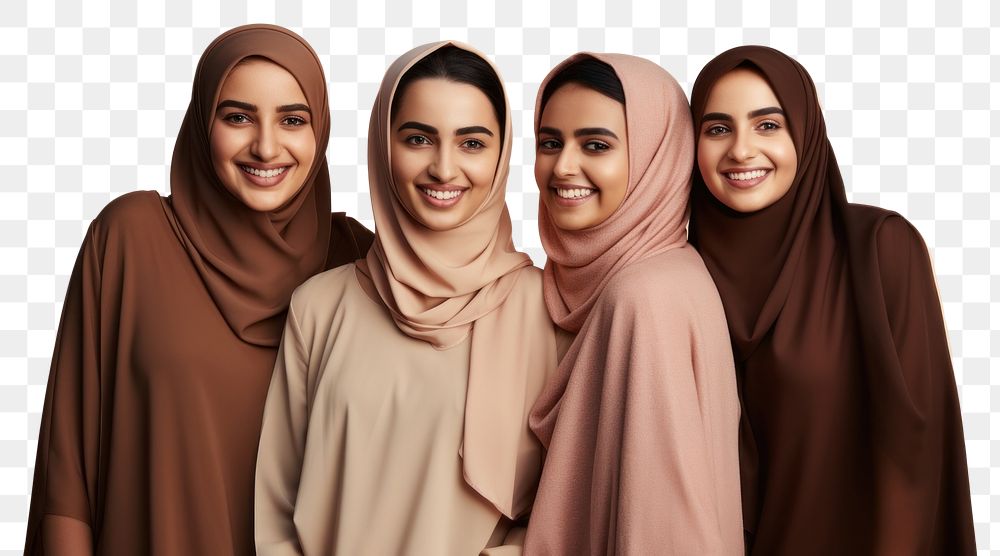PNG  Group of smiling arab woman adult smile togetherness. AI generated Image by rawpixel.