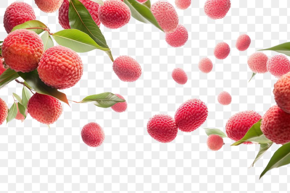 PNG Lychees strawberry raspberry fruit.