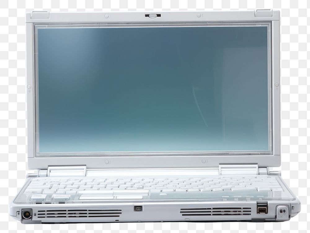 PNG  Y2K Laptop with blank screen laptop computer white background.