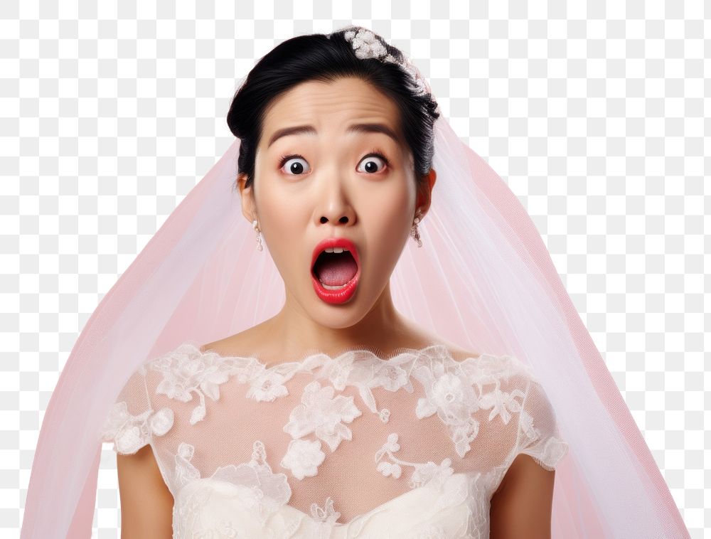 PNG Chinese Bride surprised face portrait photography fashion.