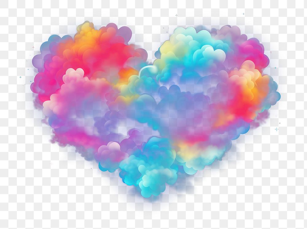 PNG Colorful heart nature cloud black background. AI generated Image by rawpixel.