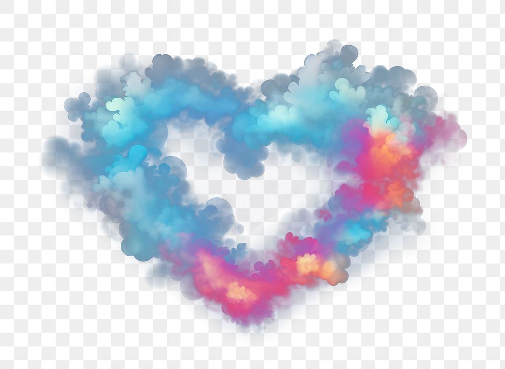 PNG Colorful heart night smoke black background. AI generated Image by rawpixel.