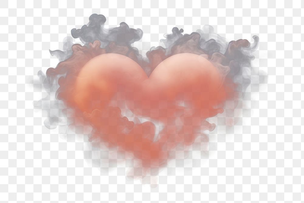 PNG Peach heart cloud smoke black background. AI generated Image by rawpixel.