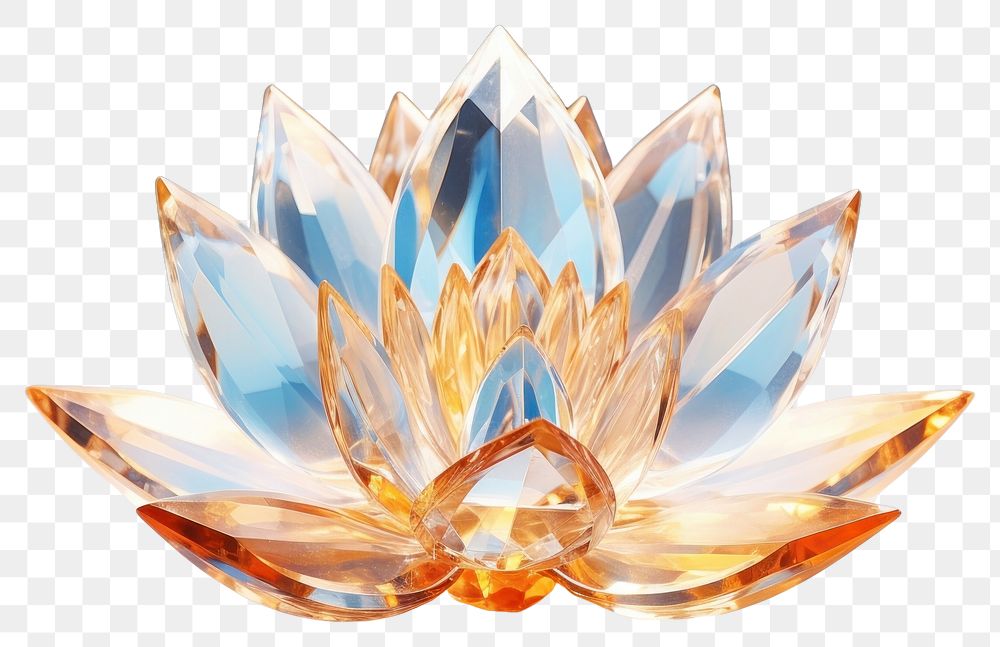 PNG Crystal lotus gemstone jewelry illuminated accessories.
