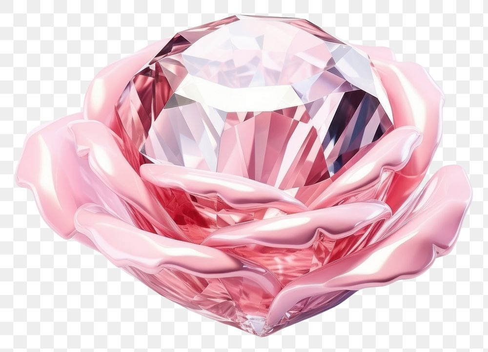 PNG Crystal rose gemstone jewelry diamond white background.