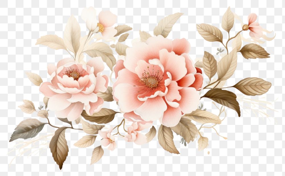 PNG  Chinese camellia pattern flower plant.