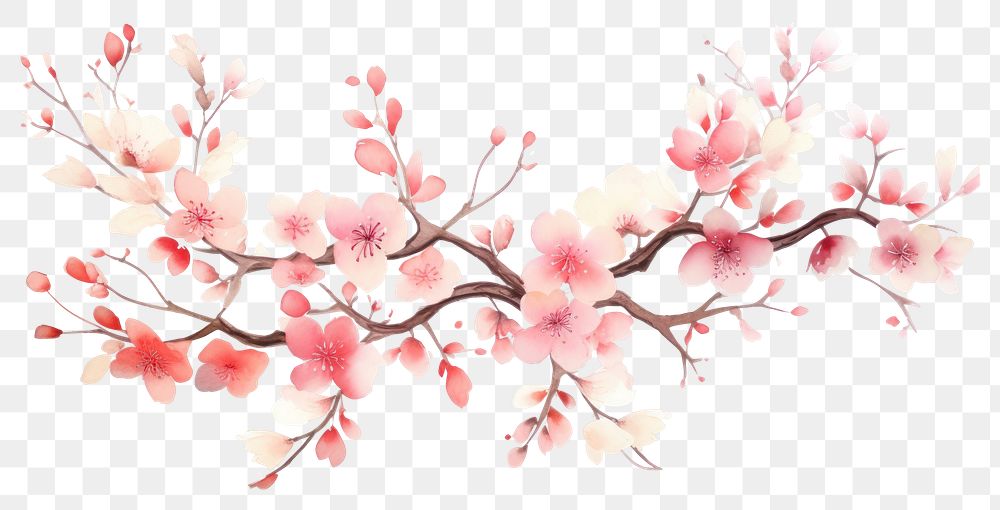 PNG  Chinese cherry blossom flower plant white background.