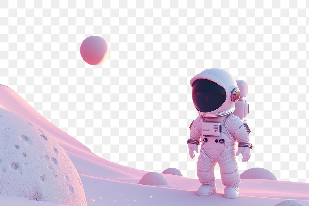 PNG  Cute astronaut in other planet fantasy background cartoon space astronomy.