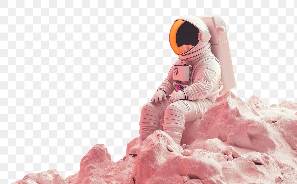 PNG  Cute astronaut in other planet fantasy background space astronomy outdoors.