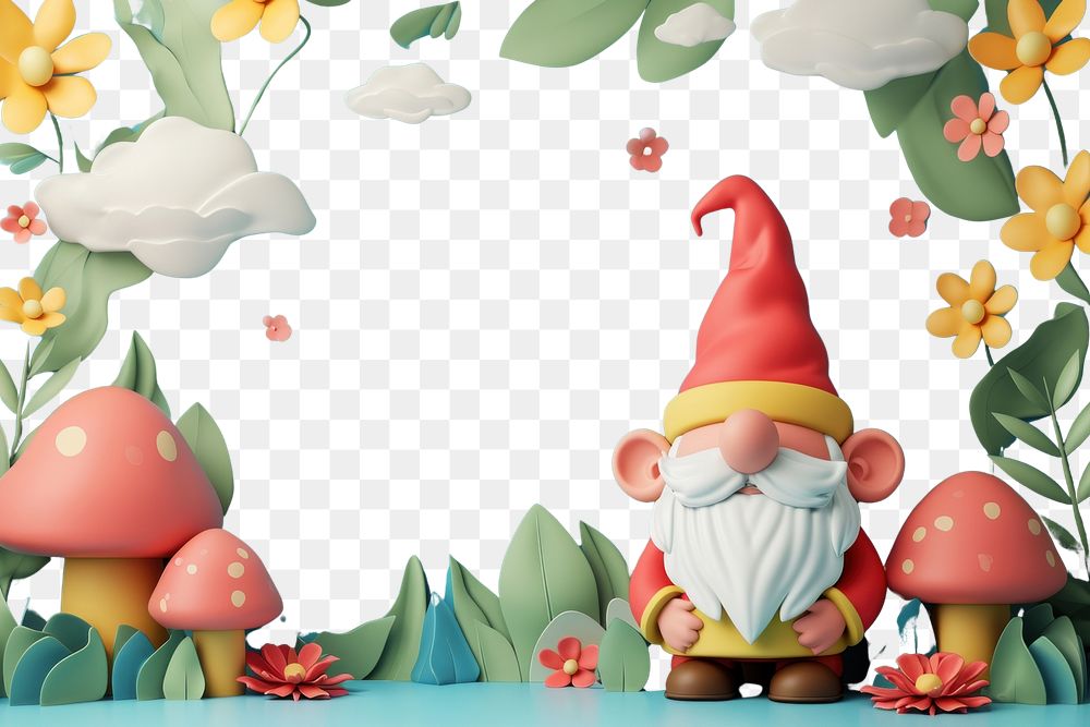 PNG  Cute gnome fantasy background cartoon representation celebration.