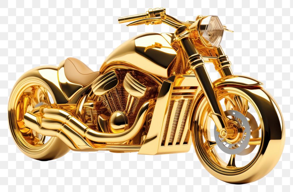 PNG  Motorcycle vehicle shiny gold.