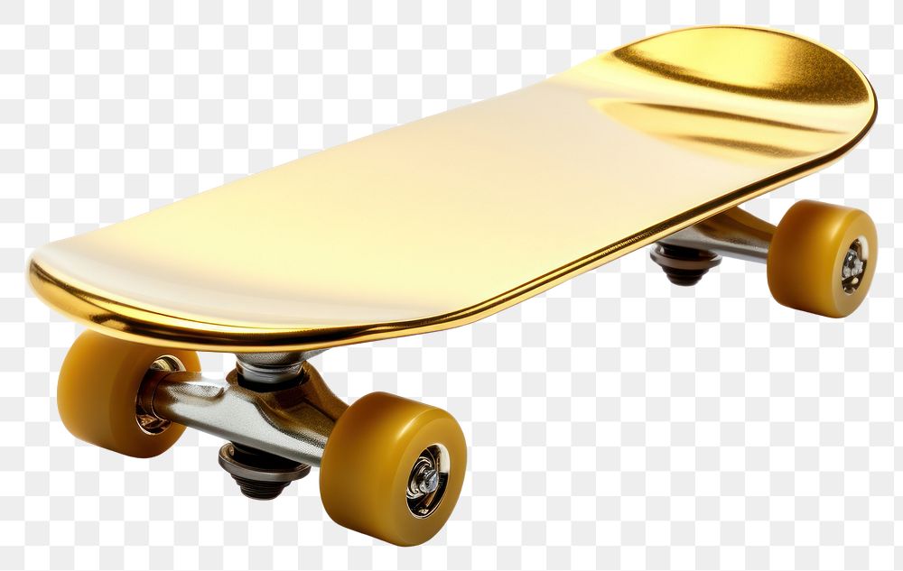 PNG  Skateboard gold white background skateboarding.