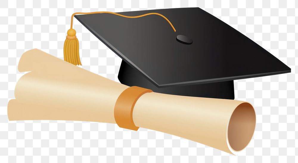 PNGGraduation cap and diploma shaped icon intelligence certificate achievement.