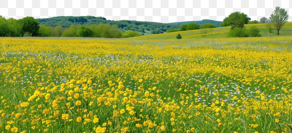 PNG  Empty scene of spring flower fields landscape grassland outdoors.