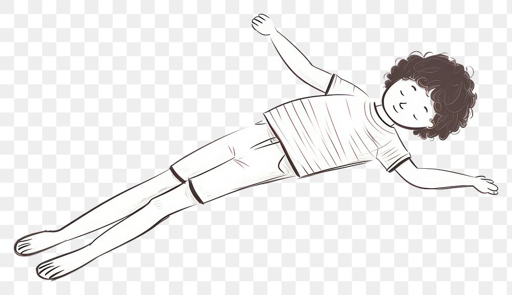 PNG Hand-drawn illustration boy sleeping at floor drawing sketch line.