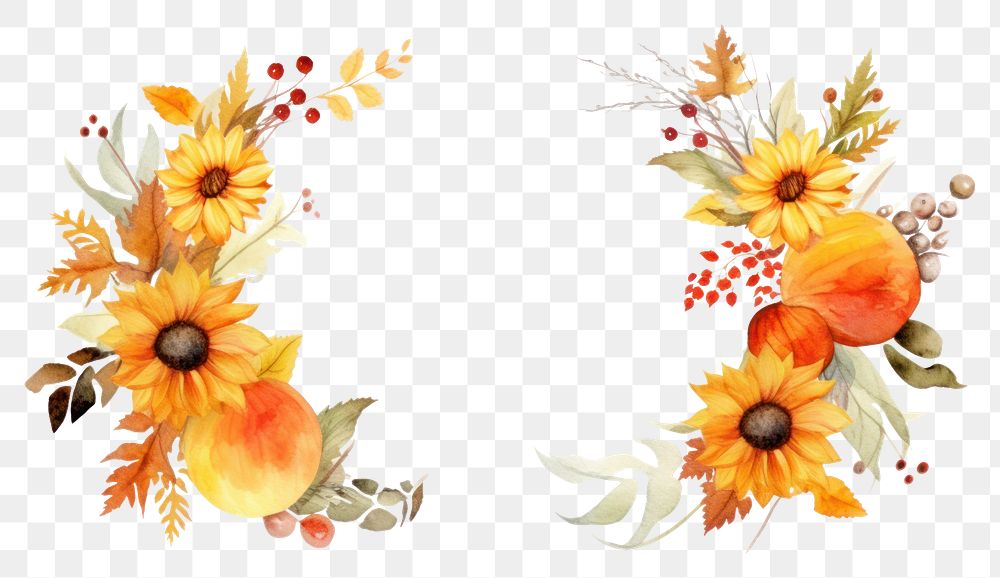 PNG Wreath pattern sunflower plant.