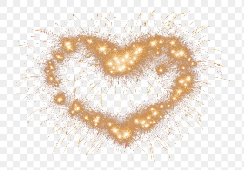 PNG  Firework sparkle in heart shaped fireworks outdoors sparks. AI generated Image by rawpixel.